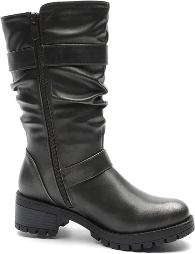 Vista 4 de GLOBALWIN - Botas de caña media para mujer, botas de motociclista para mujer, botas de equitación para mujer 21yy08 Gris desgastado metálico