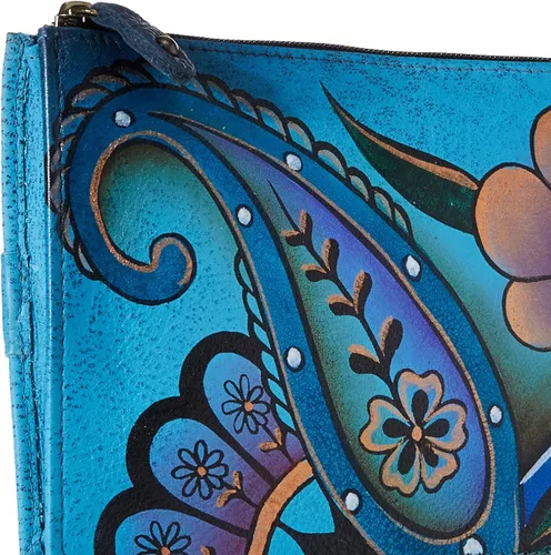 Vista 3 de Anuschka Anna por pintada a mano Organizador cartera de piel, Denim Paisley Floral titular de la tarjeta de crédito
