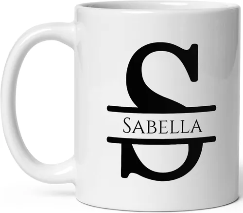 Vista 8 de Taza de café personalizada con monograma, letra inicial A personalizada para mujeres, hombres, niñas, niños, papás, mamás amigos, taza de café