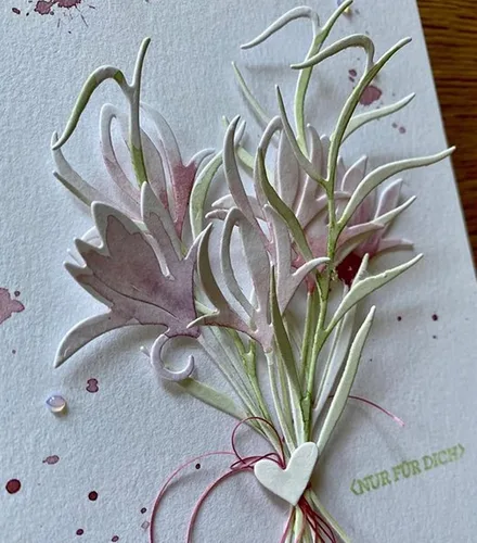 Vista 3 de Juego de 3 troqueles de metal de hojas de flores, marco de hojas de flores en 3D, plantillas de corte de boda para álbumes de recortes, álbumes