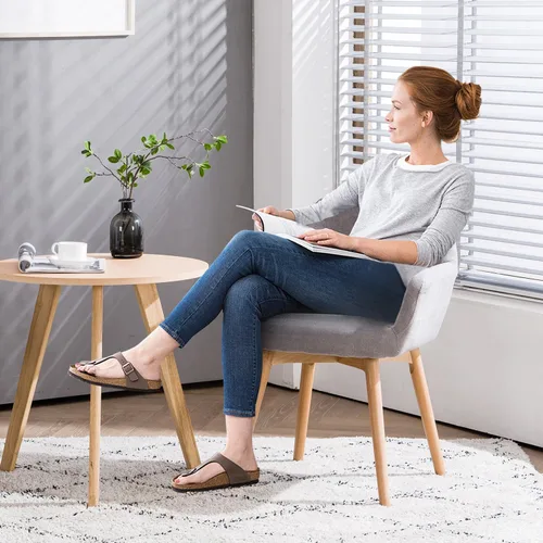 Vista 4 de Silla de Escritorio Sin Ruedas Silla de Acento Cómoda para Sala de Estar Comedor Dormitorio Silla de Tocador Silla de Maquillaje Oficina en Casa