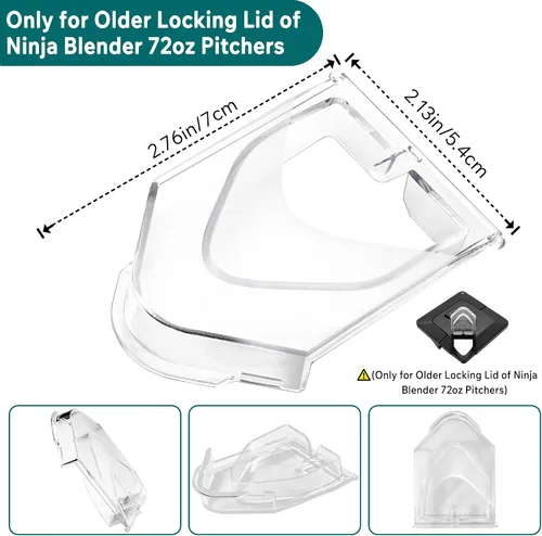 Vista 2 de Cubierta de boquilla de repuesto compatible con tapa de licuadora Ninja de 72 onzas, tapa de tapa para jarra Ninja Blender Pitcher parte superior