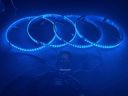 Vista 6 de Dream Chasing Colors Flow - Anillo de luces LED de 15.5 pulgadas, luces de llanta, luces de neumáticos, control de aplicación de dientes azules, 4
