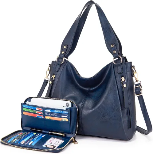 Vista 11 de Juego de 2 bolsos de mano para mujer, bolsos de hombro y cartera para mujer Negro