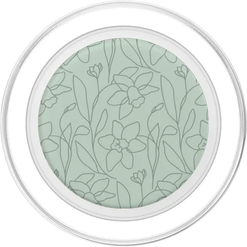 Vista 2 de Poppy Flower Line Art Modern Leaves Boho Sage Green PopSockets MagSafe PopGrip para iPhone
