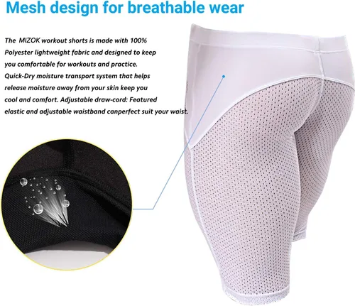 Vista 6 de MIZOK Pantalones cortos de entrenamiento de malla de secado rápido para hombre