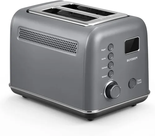 Vista 7 de BUYDEEM DT730 Tostadora motorizada, tostadora digital inteligente sin palanca de 2 rebanadas con temporizador de cuenta regresiva LCD, ajustes de 9