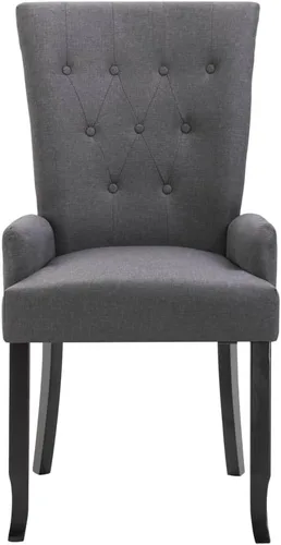 Vista 4 de Ergonomic Dining Chair, Dark Grey Polyester Fabric, Solid Oak Wood Frame, Modern Kitchen & Dining Room Furniture