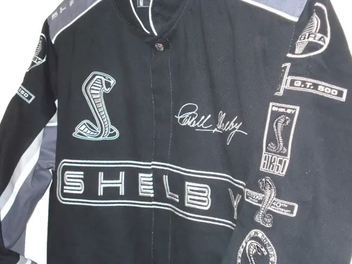 Vista 7 de Carroll Shelby Cobra Collage - Chaqueta de sarga negra para hombre por JH Design