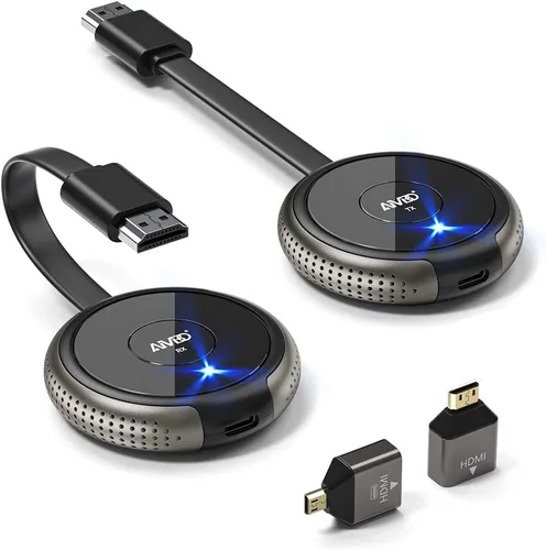Vista 10 de Transmisor y receptor HDMI inalámbrico 4K, AIMIBO extensor HDMI inalámbrico transmisión en vivo de video/audio sin retraso para laptop, PC