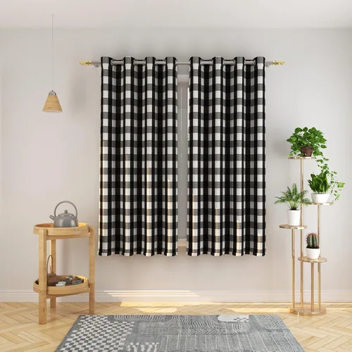 Vista 84 de Cortinas de 24 pulgadas de largo con diseño Buffalo Check Gingham Plaid para ventanas de cocina y baño, tratamiento para ventanas con 2 paneles