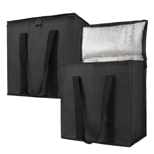 Vista 22 de Bodaon Bolsa de entrega de pizza aislada, 20" x 20" x 8" bolsas calentadoras de pizza para mantener caliente, bolsa aislada para entrega de Negro