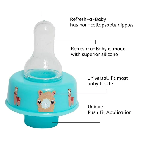 Vista 3 de Refresh-a-Baby - Adaptador de pezón reutilizable para biberón, convierte instantáneamente cualquier biberón en un sorbo con pezones de silicona