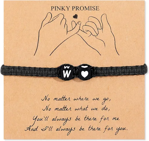 Vista 27 de Pulsera inicial para hombres y mujeres con letra, pulseras de dijes a juego para parejas, pulseras hechas a mano, regalo para novio y novia, regalo