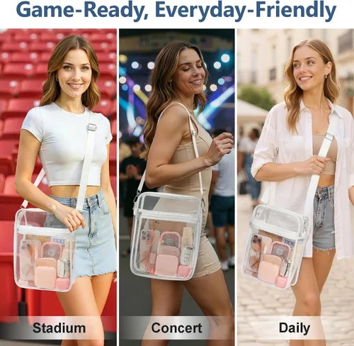 Vista 9 de PACKISM Bolsa transparente para eventos de estadio – Monederos pequeños transparentes para mujer, bolsa bandolera para conciertos y eventos