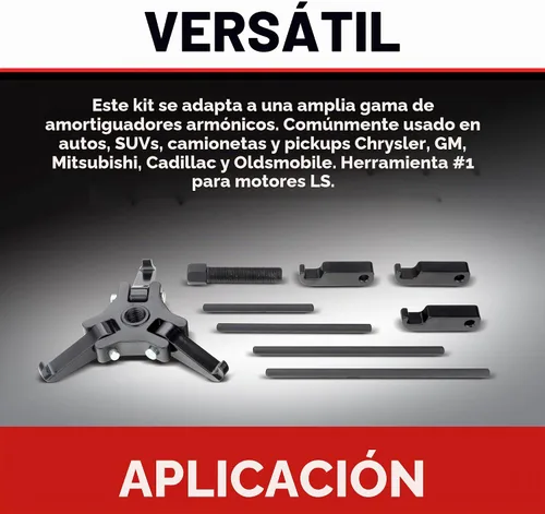 Vista 5 de Juego de extractor de equilibrador armónico Powerbuilt, prensa ajustable de 3 mordazas para extractor de balanceador de manivela funciona