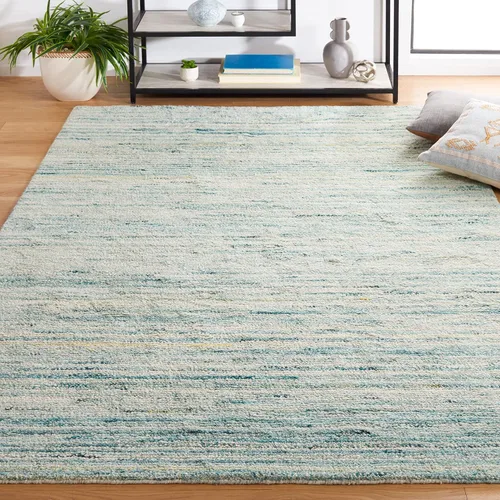 Vista 28 de SAFAVIEH Casablanca Shag Collection - Alfombra decorativa, 2 pies 3 pulgadas x 5 pies, turquesa y marfil, lana maciza hecha a mano, ideal para sala
