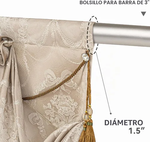 Vista 4 de Loom and Mill Cenefas de cascada de lujo para ventanas de 39 pulgadas de ancho, dorado y arena Elegantes cenefas de cortinas jacquard con borlas