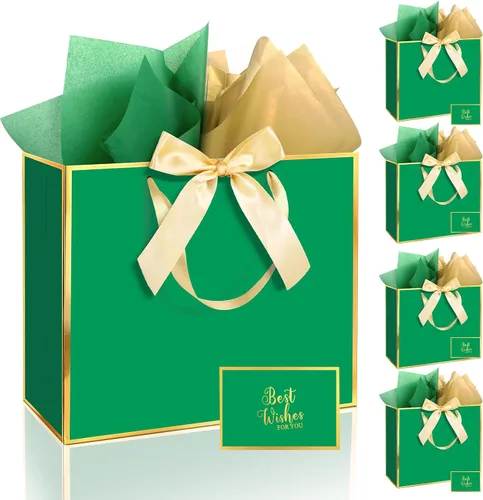 Vista 23 de Ethhqu Bolsas de regalo grandes con asas, 3 piezas negras con borde dorado