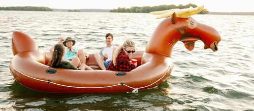 Vista 8 de FLOAT-EH Flotador inflable de isla de alce para adultos – Flotador inflable de lago – Flotador de playa es grueso, duradero y diseñado en vinilo