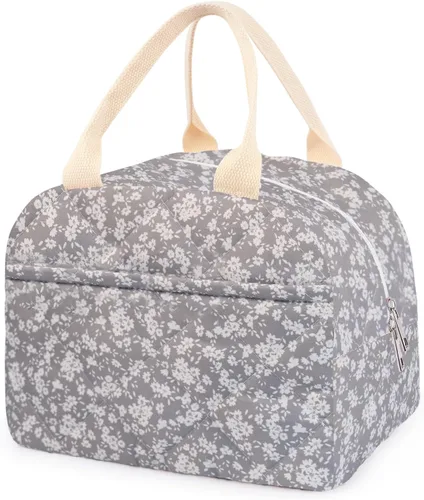Vista 22 de Lonchera acolchada de algodón aislada, bonita bolsa acolchada con estampado floral, reutilizable, aislada, coqueta, de gran capacidad, hielera