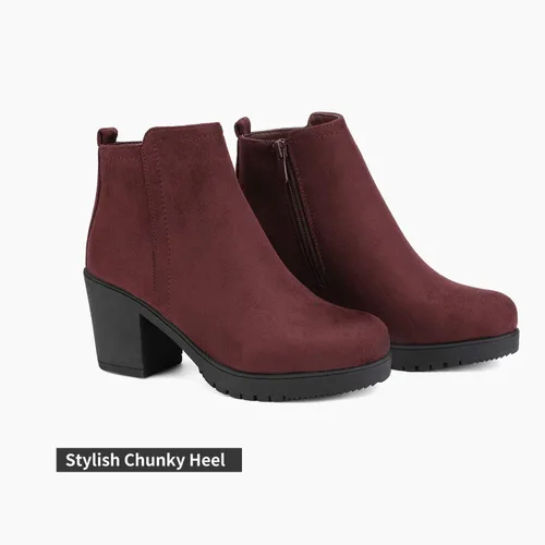Vista 4 de DREAM PAIRS Women's Ankle Boots Chunky Heel Platform Fall Heeled Short Booties Shoes