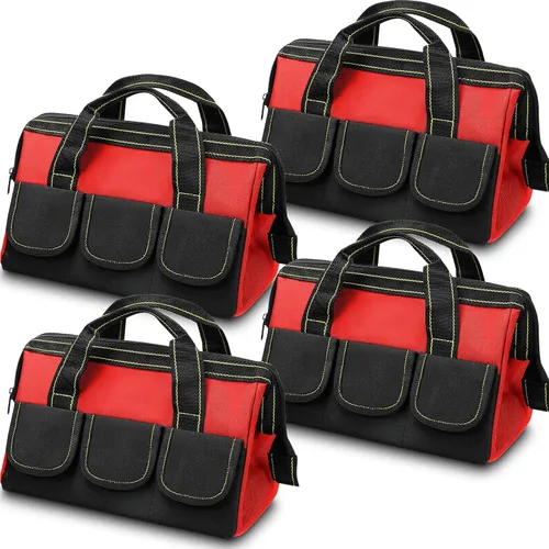 Vista 8 de Bolsa de herramientas de 4 piezas con base moldeada resistente al agua, múltiples bolsillos, bolsa de herramientas de boca ancha, organizador