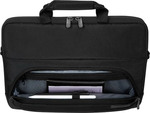 Vista 6 de Targus Bolsa para laptop de 12-14 pulgadas para negocios y viajes, color negro, bolsa de mensajero para computadora para hombres y mujeres