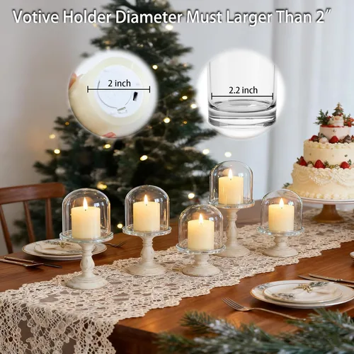 Vista 2 de Lezonic - Velas votivas sin llama operadas por batería con control remoto y temporizador, paquete de 6 (D:2" X H:2") velas LED de cera fluctuante