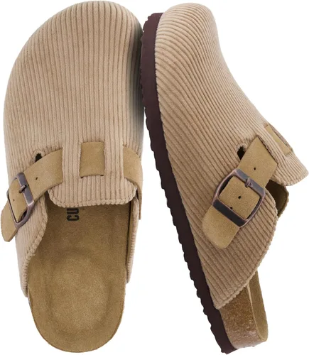 Vista 18 de CUSHIONAIRE - Zuecos Hana para mujer, cómodos zuecos de gamuza vegana, zapatos sin cordones con plantilla de corcho y soporte de arco, espuma