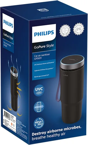 Vista 2 de Philips GoPure GP5611 - Purificador de aire HEPA portátil pequeño con purificación LED UVC, para automóvil, camión, caravana, cámper, reducción