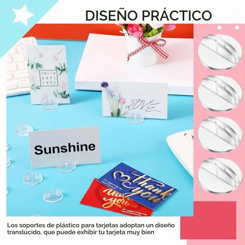 Vista 2 de Yinkin 25 soportes de plástico para tarjetas de 1 pulgada, clips de base