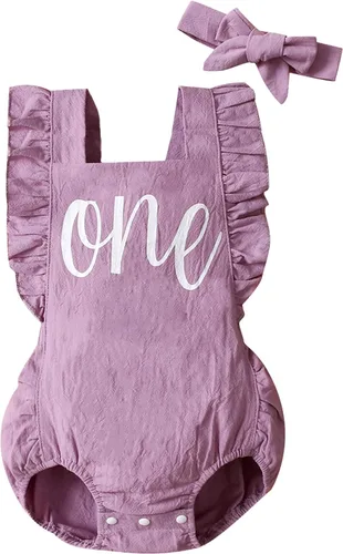 Vista 41 de Shalofer Traje de primer cumpleaños para bebé niña con diadema