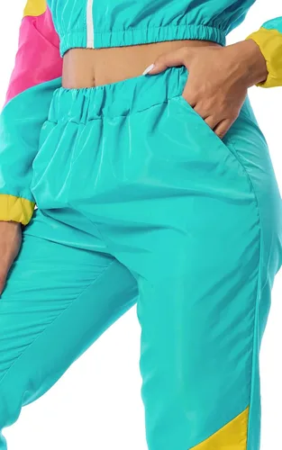 Vista 5 de Yisfri Conjunto de 2 piezas cortavientos de manga larga con cremallera frontal para mujer