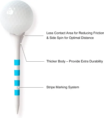 Vista 4 de 60/100 Pack Plastic Golf Tees (2-3/4"or 3-1/4"), Enhanced Durability & Stability, Designed to Reduce Friction and Side Spin