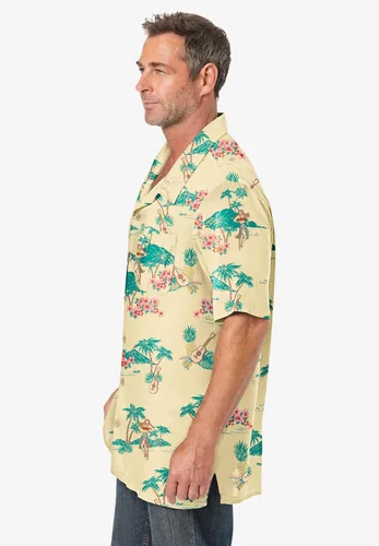Vista 3 de Camisa KingSize para hombre grande y alto de manga corta con diseño tropical de rayón