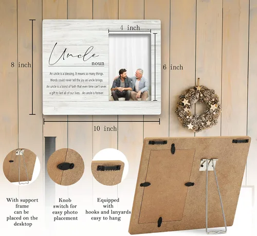 Vista 6 de SRADMO Marco de Fotos con Definición de Tío - Los Mejores Regalos para Tíos Marco de Fotos de Mesa de 10x8 pulgadas para el Día del Padre