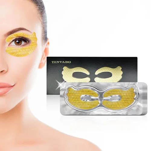 Vista 2 de Parches para ojos hinchados – Máscara para debajo de los ojos ojeras e hinchazón – Parches dorados debajo de los ojos, almohadillas de colágeno