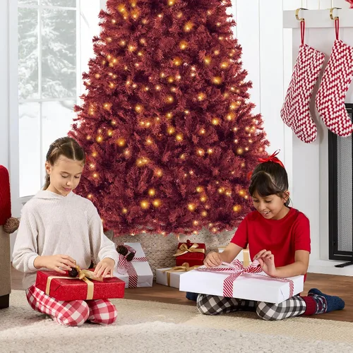 Vista 83 de Best Choice Products Árbol de Navidad azul bebé preiluminado de 6 pies, decoración navideña artificial completa con 947 puntas de rama, 250 luces
