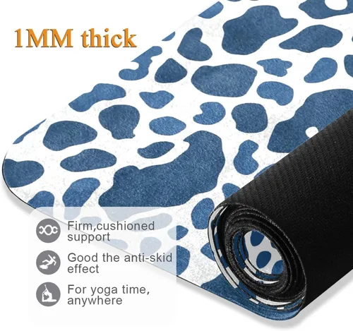 Vista 5 de Blue Leopard Yoga Mat Non Slip Thick Kids Eco Friendly Rubber Workout Foldable Yoga Mat Women Exercise