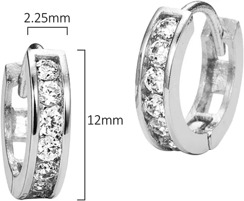 Vista 2 de Pendientes de oro amarillo y blanco de 14 k de 0.089in con circonita cúbica para niños y niñas