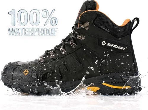 Vista 4 de SUREWAY Men's 6" Waterproof Work Boots - Soft Toe,Leather Lace Up,EH Rated, Slip Resistant Outsole for Construction, Roofing & Hunting Work Boots