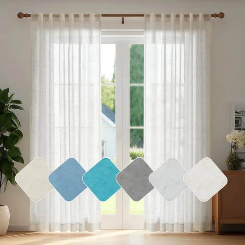 Vista 33 de Deconovo - Cortinas transparentes con filtro de luz de 84 pulgadas de largo Plata