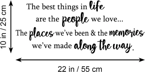 Vista 6 de Calcomanías de vinilo con texto en inglés "The Best Things in Life are The People We Love The Places We Been and The Memories