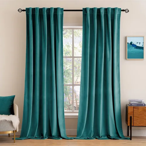 Vista 25 de MIULEE Cortinas de terciopelo de 84 pulgadas de largo, juego de 2 paneles para dormitorio, con pestaña trasera plisada, de lujo, aislamiento