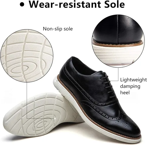 Vista 4 de JITAI Zapatos Oxford para hombre, zapatos de vestir con cordones y punta de ala, zapatos de moda ligeros para hombre.