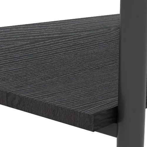 Vista 6 de Mesa de centro moderna rectangular con tapa de vidrio templado con estante de madera para el hogar, sala de estar, oficina, tienda o dormitorio