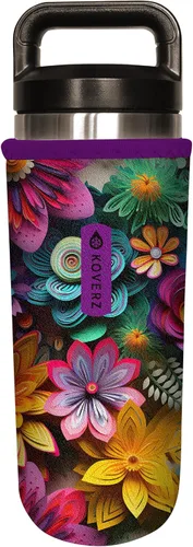 Vista 73 de Funda de neopreno para botella de agua Koverz, funda de neopreno, se ajusta a botellas de agua de 24-30 oz, lavable y reutilizable, tamaño grande