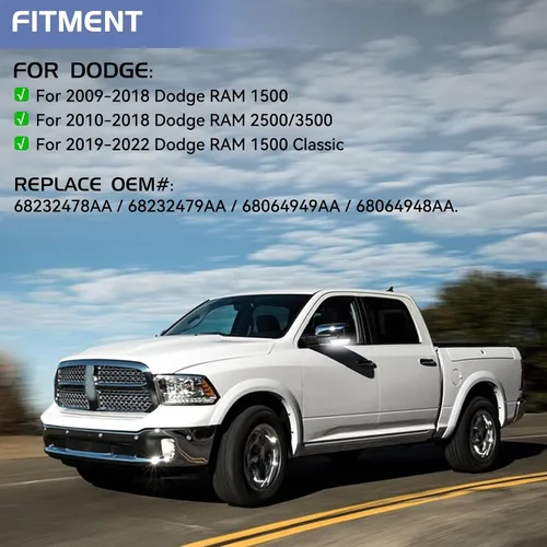 Vista 6 de Switchback - Luz LED para espejo lateral intermitente para Dodge Ram 1500 2500 3500 Ram 1500 2009-2018 y Ram 2500 3500 10-18, lente ahumada