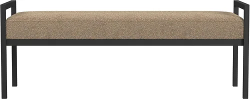 Vista 5 de HomePop Banco de metal moderno Banco para sala de estar y dormitorio Muebles decorativos para el hogar - Brown Boucle